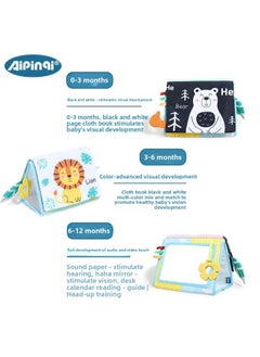 Generic Aipinqi Children's Foldable Album Baby Cloth Book Hahaha Mirror Desk Calendar Cloth Book Infant Toy Book-Color:Black And White Elephant Desk Calendar Cloth Book  - Image 5