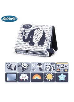 Generic Aipinqi Children's Foldable Album Baby Cloth Book Hahaha Mirror Desk Calendar Cloth Book Infant Toy Book-Color:Black And White Elephant Desk Calendar Cloth Book  - Image 1