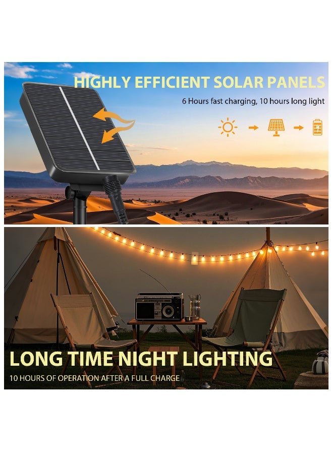 Solar Festoon Lights Outdoor, Hanging 20 Bulbs and 20 Cable Ties，Dimmable Outdoor String Lights with 8 Modes & 6Hrs Timer, with Remote Control & USB Port，Patio/Garden Party(46FT/14M) - Image 2