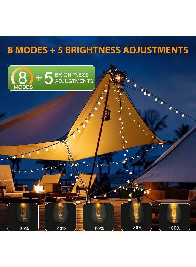 Solar Festoon Lights Outdoor, Hanging 20 Bulbs and 20 Cable Ties，Dimmable Outdoor String Lights with 8 Modes & 6Hrs Timer, with Remote Control & USB Port，Patio/Garden Party(46FT/14M) - Image 5