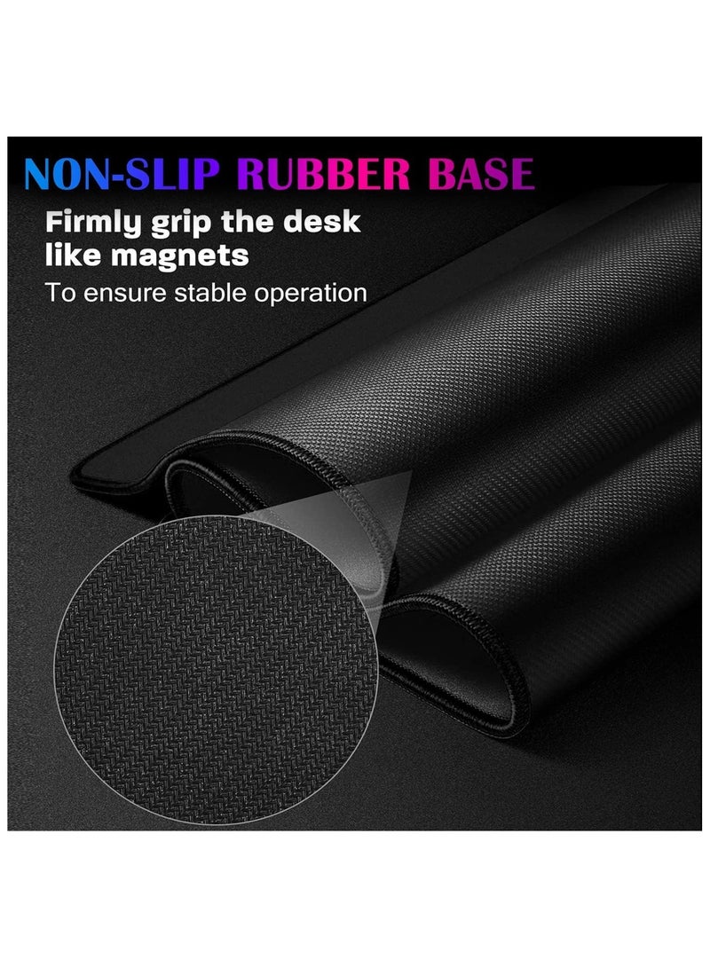 TYCTIX Large Mouse Pad 800x300mm Extended Mouse Pad Non-Slip Rubber Base Gaming Mouse Pad Office Mouse Mat Smooth Cloth Surface Desk Mat Keyboard Pads for Computers, Black - Image 4