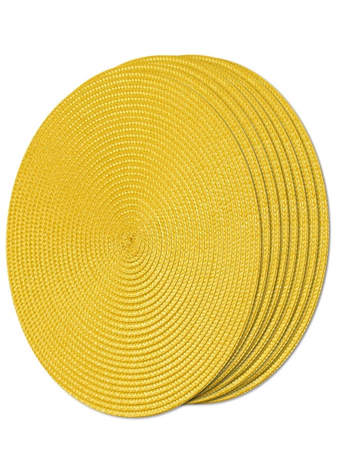 FunWheat Round Braided Placemats Set of 8 Place Mats for Dining Tables Woven Washable Non-Slip Table mats Small 13 inch(S Yellow, 8pcs) - Image 1