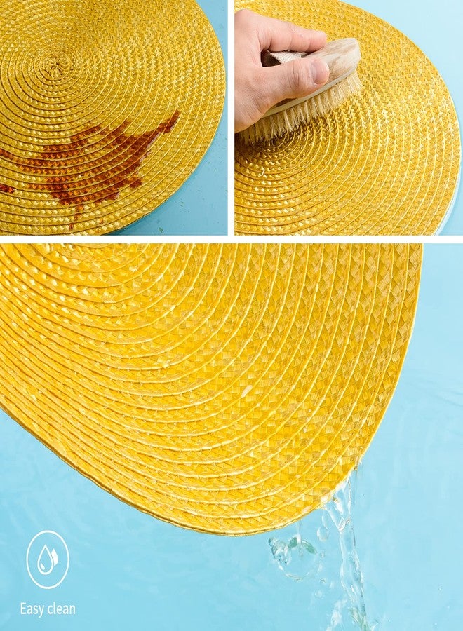 FunWheat Round Braided Placemats Set of 8 Place Mats for Dining Tables Woven Washable Non-Slip Table mats Small 13 inch(S Yellow, 8pcs) - Image 4