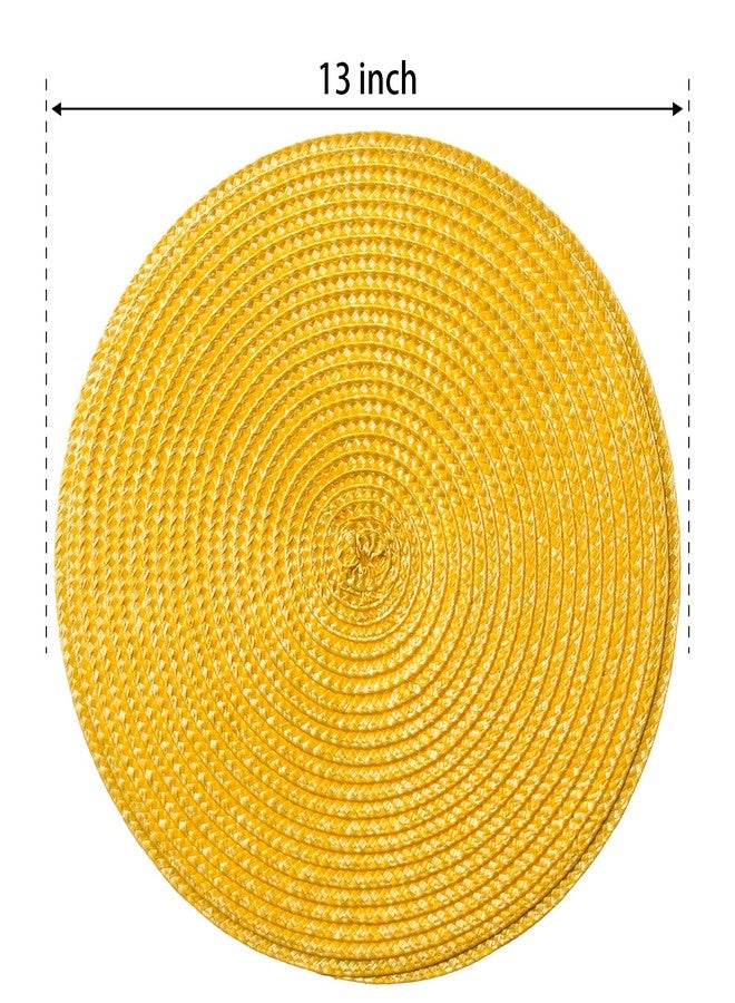 FunWheat Round Braided Placemats Set of 8 Place Mats for Dining Tables Woven Washable Non-Slip Table mats Small 13 inch(S Yellow, 8pcs) - Image 3