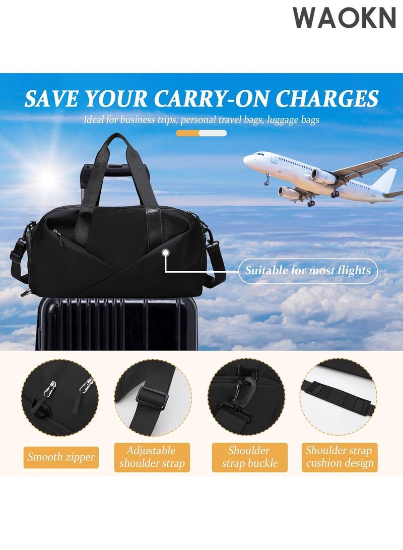 دبليو أيه أو كي أن حقيبة رياضية كبيرة للصالة الرياضية مع حجرتين للأحذية - حقيبة دافل خفيفة الوزن للرجال والنساء - حقيبة مقاومة للماء للاستخدام طوال الليل للسفر واليوغا والسباحة والتمرين - حقيبة متعددة الجيوب لعطلة نهاية الأسبوع مع تخزين رطب/جاف (أسود) - Image 2