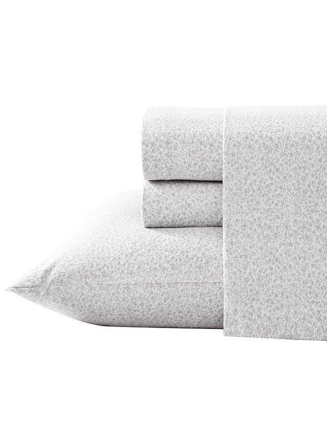 Laura Ashley Home - Twin Sheets, Cotton Flannel Bedding Set, 3pieces, Brushed for Extra Softness & Comfort (Chelsie Vine Grey, Twin) - Image 2