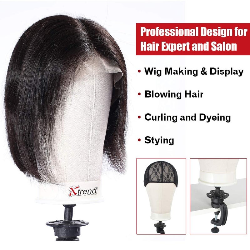 Xtrend 21"-24" Canvas Block Mannequin Head for Making Weft/Wig/Hair Extension, Display Styling Mannequin With Wig Stand Set, Manikin Canvas Hair Accessories 22 Inch - Image 4