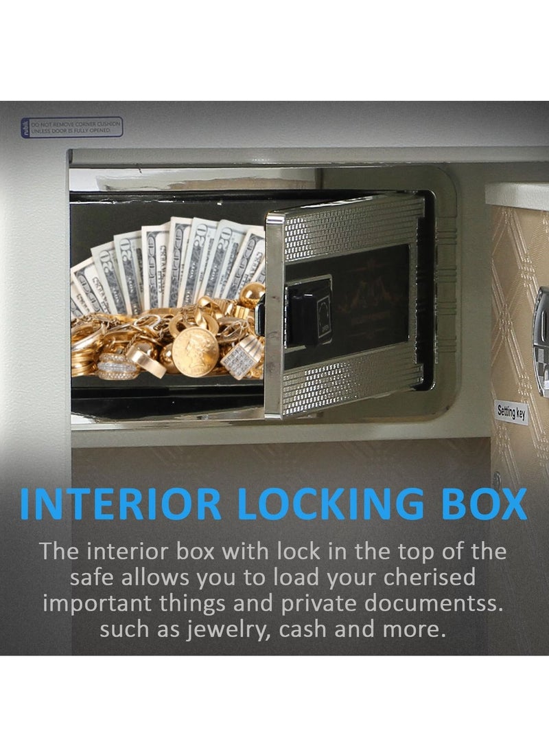 Rubik - Large Safe Box with Fingerprint, Digital Keypad and Key Lock 2.64cu-ft Gen2 Biometric,Electronic Digital Safety Locker for Money Jewelry Documents Home Office RB60F16-W (Size 58x38x34cm) White - Image 1