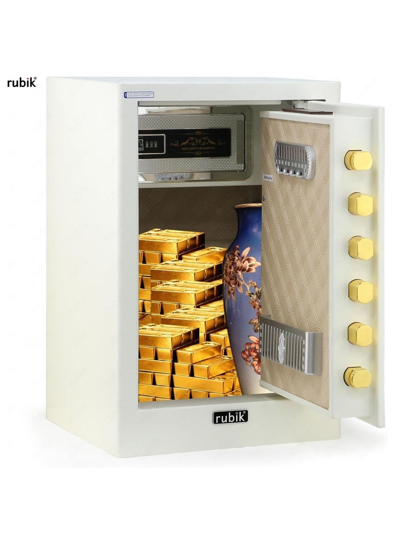 Rubik - Large Safe Box with Fingerprint, Digital Keypad and Key Lock 2.64cu-ft Gen2 Biometric,Electronic Digital Safety Locker for Money Jewelry Documents Home Office RB60F16-W (Size 58x38x34cm) White - Image 1