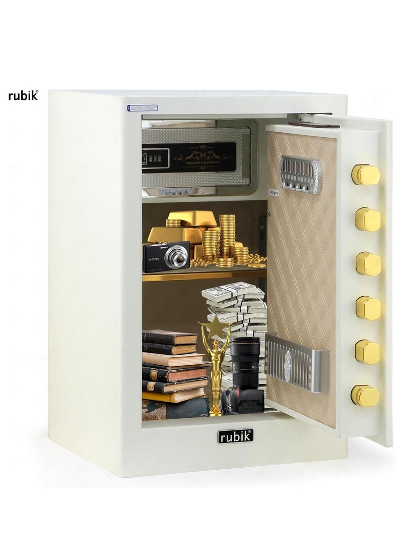 Rubik - Large Safe Box with Fingerprint, Digital Keypad and Key Lock 2.64cu-ft Gen2 Biometric,Electronic Digital Safety Locker for Money Jewelry Documents Home Office RB60F16-W (Size 58x38x34cm) White - Image 1