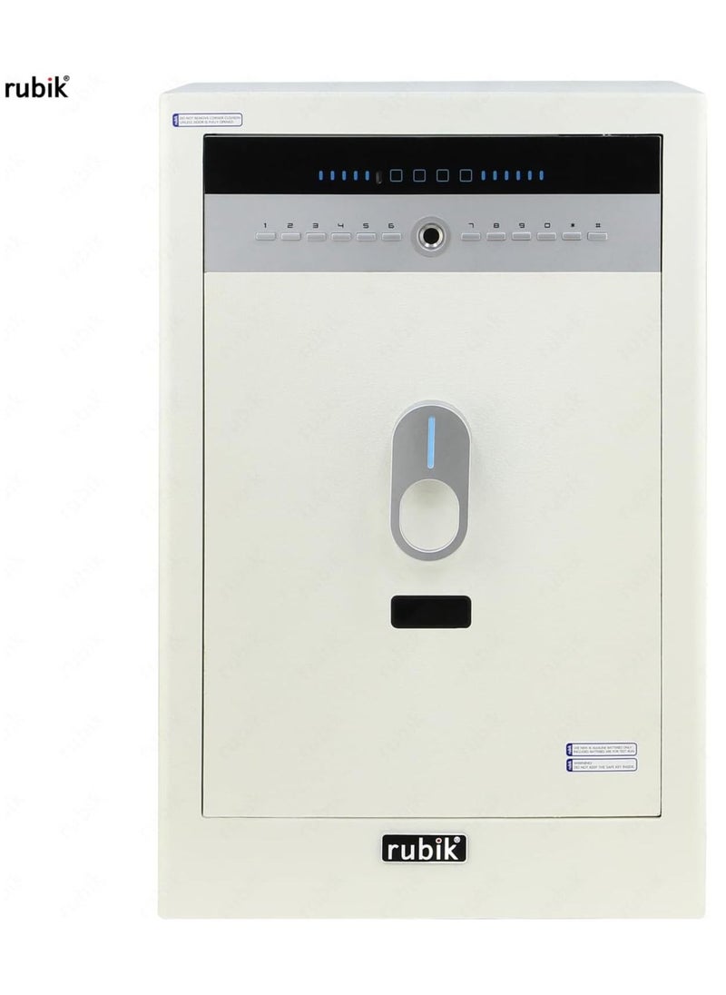 Rubik - Large Safe Box with Fingerprint, Digital Keypad and Key Lock 2.64cu-ft Gen2 Biometric,Electronic Digital Safety Locker for Money Jewelry Documents Home Office RB60F16-W (Size 58x38x34cm) White - Image 1