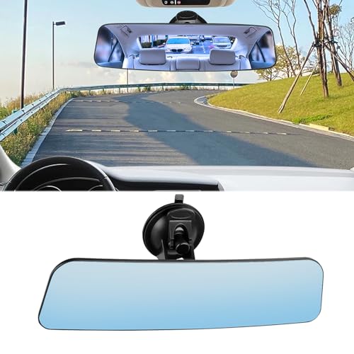 ASUBHA Auto Inside Rearview Mirror with Suction Cup 12 Inch HD Wide Angle Extended Curved Mirror 360 Degrees Adjustable Wide Viewing Car Accessories Universal for Cars Trucks Boat - Image 1