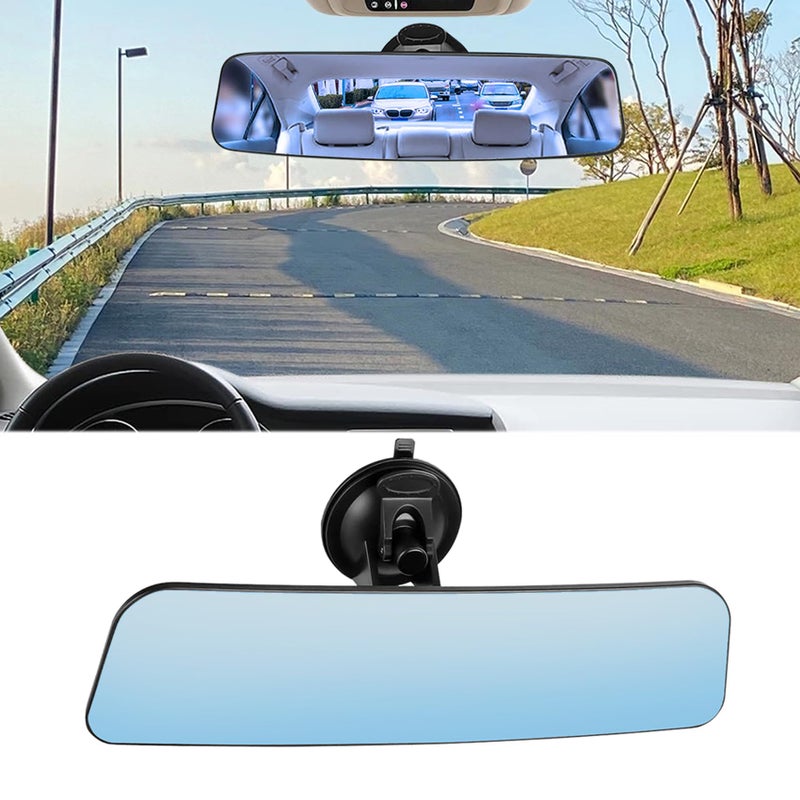 ASUBHA Auto Inside Rearview Mirror with Suction Cup 12 Inch HD Wide Angle Extended Curved Mirror 360 Degrees Adjustable Wide Viewing Car Accessories Universal for Cars Trucks Boat - Image 3
