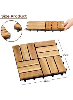HOME TASTE Hometaste Wooden Floor Decking Tiles Timberlock Interlocking Wood Tiles Floor Tiles Balcony Flooring Tiles Home Floor Tiles Diy Tiles Garden Tiles (Pack_ (10 Pieces))  - Image 2