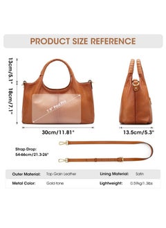 Kattee Leather Purses And Handbags For Women, Shoulder Crossbody Bags Trendy, Small Top Handle Satchel Bags Sorrel  - Image 4