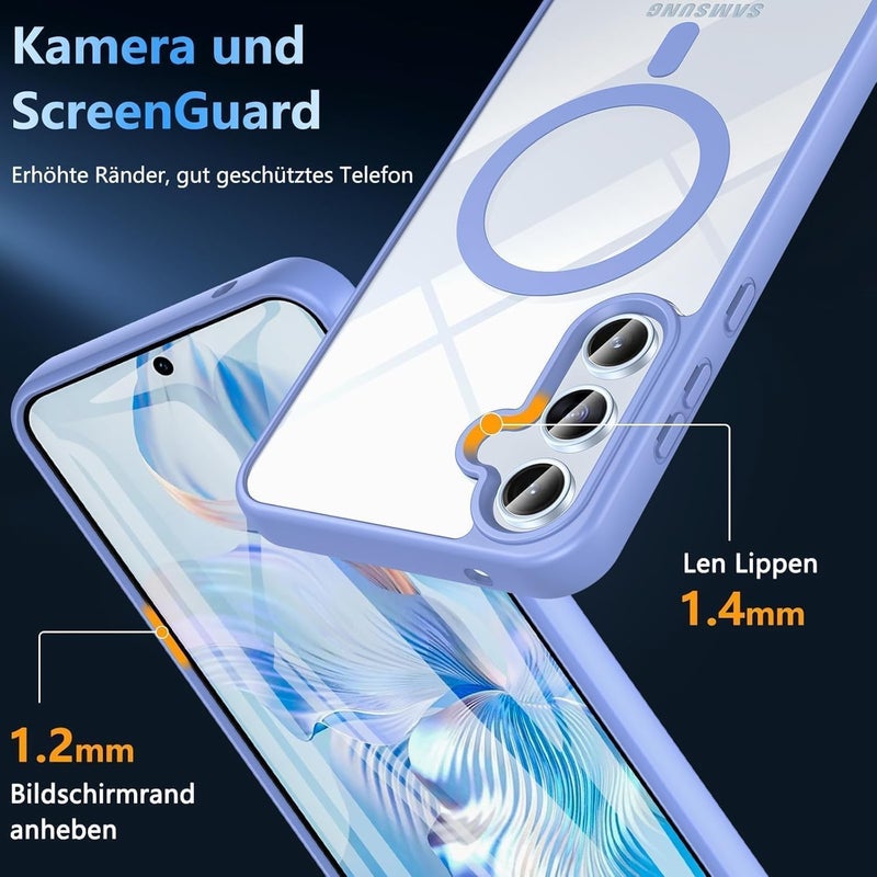 Grabist Phone Case For Samsung Galaxy A16 4G /A16 5G, Crystal Clear Case Not Yellowing, Compatible with MagSafe, Shockproof Transparent Back Cover with Colored Frame (Sierra Blue) - Image 4