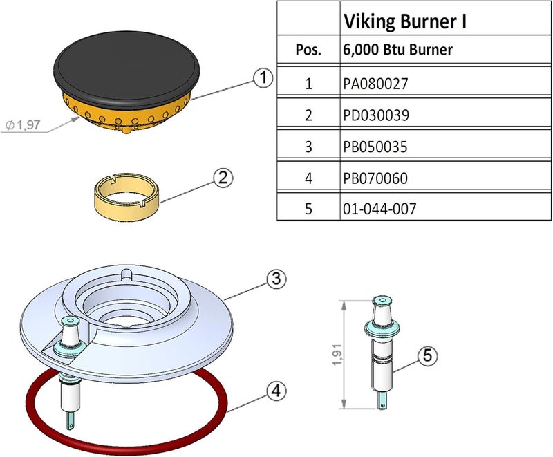 Isphording Viking PD030039 Retainer Ring for A Burner or B Burner (Sub From PG200009) - Image 3