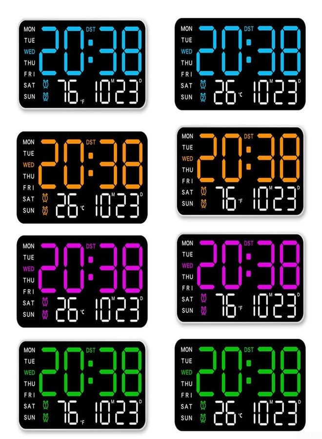 FACULX LED Digital Wall Clock 21.5 * 11 * 2.7cm, LED Large Display Timer With Temperature Date Week, Voice Control Electronic Clocks(D) - Image 3