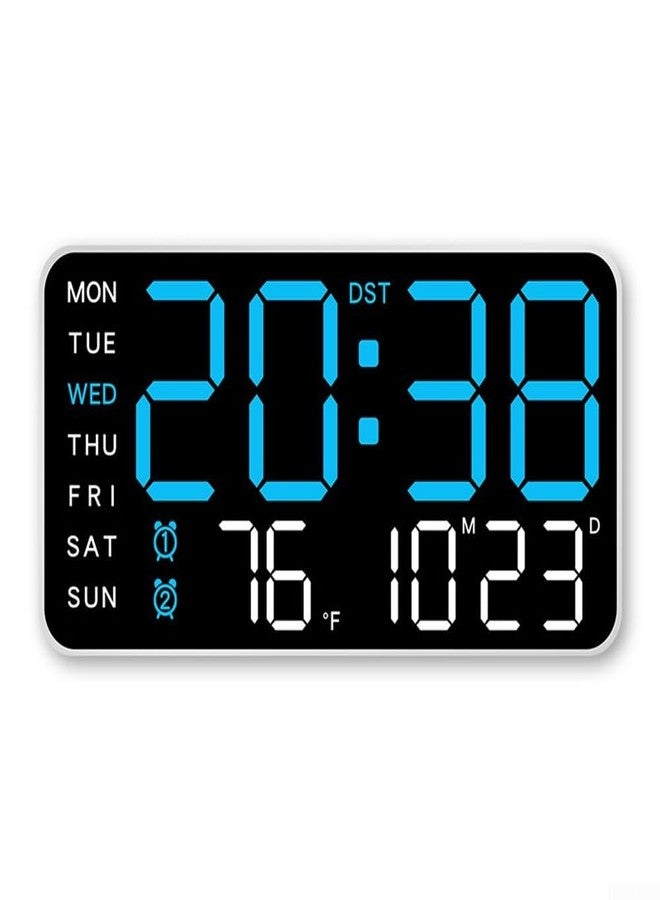 FACULX LED Digital Wall Clock 21.5 * 11 * 2.7cm, LED Large Display Timer With Temperature Date Week, Voice Control Electronic Clocks(D) - Image 1