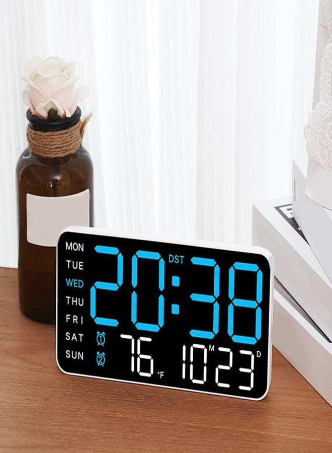FACULX LED Digital Wall Clock 21.5 * 11 * 2.7cm, LED Large Display Timer With Temperature Date Week, Voice Control Electronic Clocks(D) - Image 4