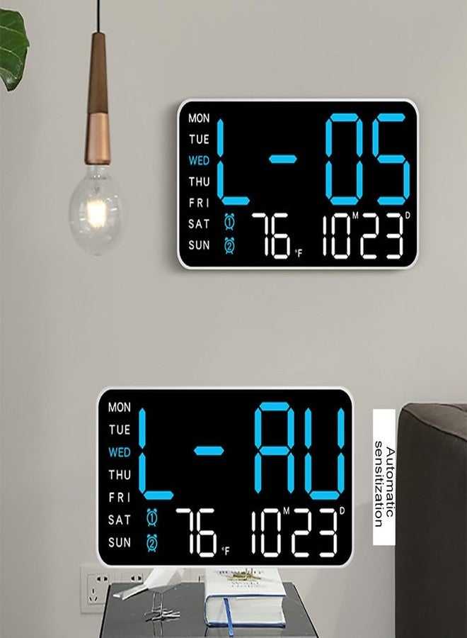FACULX LED Digital Wall Clock 21.5 * 11 * 2.7cm, LED Large Display Timer With Temperature Date Week, Voice Control Electronic Clocks(D) - Image 5