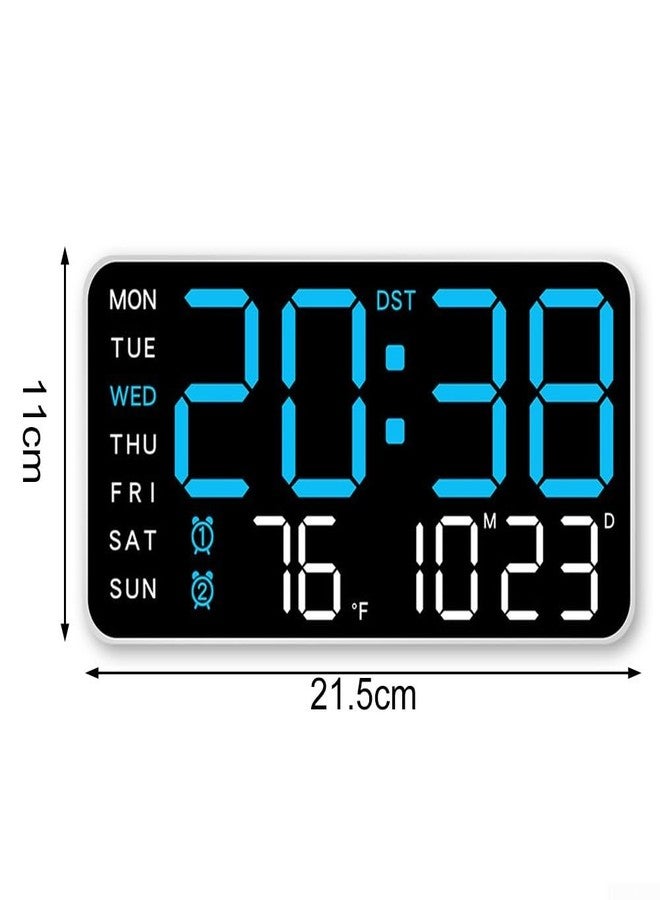 FACULX LED Digital Wall Clock 21.5 * 11 * 2.7cm, LED Large Display Timer With Temperature Date Week, Voice Control Electronic Clocks(D) - Image 2
