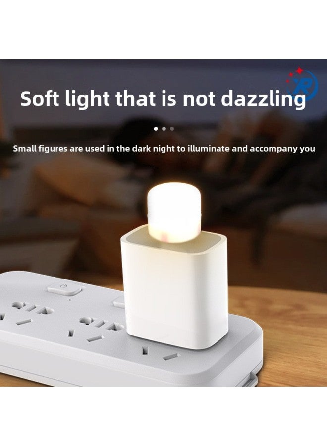 USB Nightlight Mini USB Small Light Student Dormitory Bedside USB Interface Atmosphere Light USB Light Round Nightlight-Color:Small Round Lamp: Cold Light (pearl Bag)  - Image 4