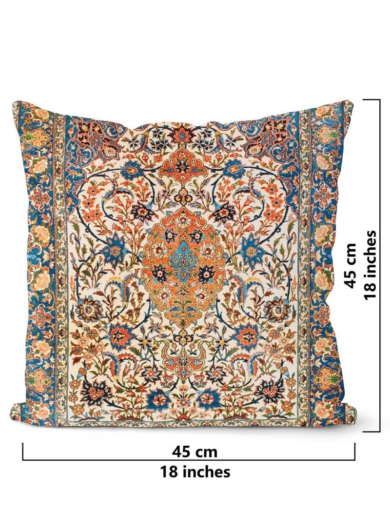 SKT Shiketro 4-Piece 45x45cm Arabic-Style Decorative Pillowcase Set for Sofas, Benches, and Beds – Traditional Middle Eastern Patterns, Soft Short Pile Fabric, Concealed Zipper, Reversible Design – Pillowcases Only - Image 4