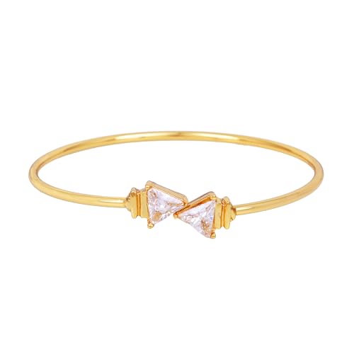 Estele Jewellery Bracelet For Women Gold Plated Dazzling Free Size Cuff Kada Bracelet with White Crystals for Girls and Women-101555 BR - Image 1