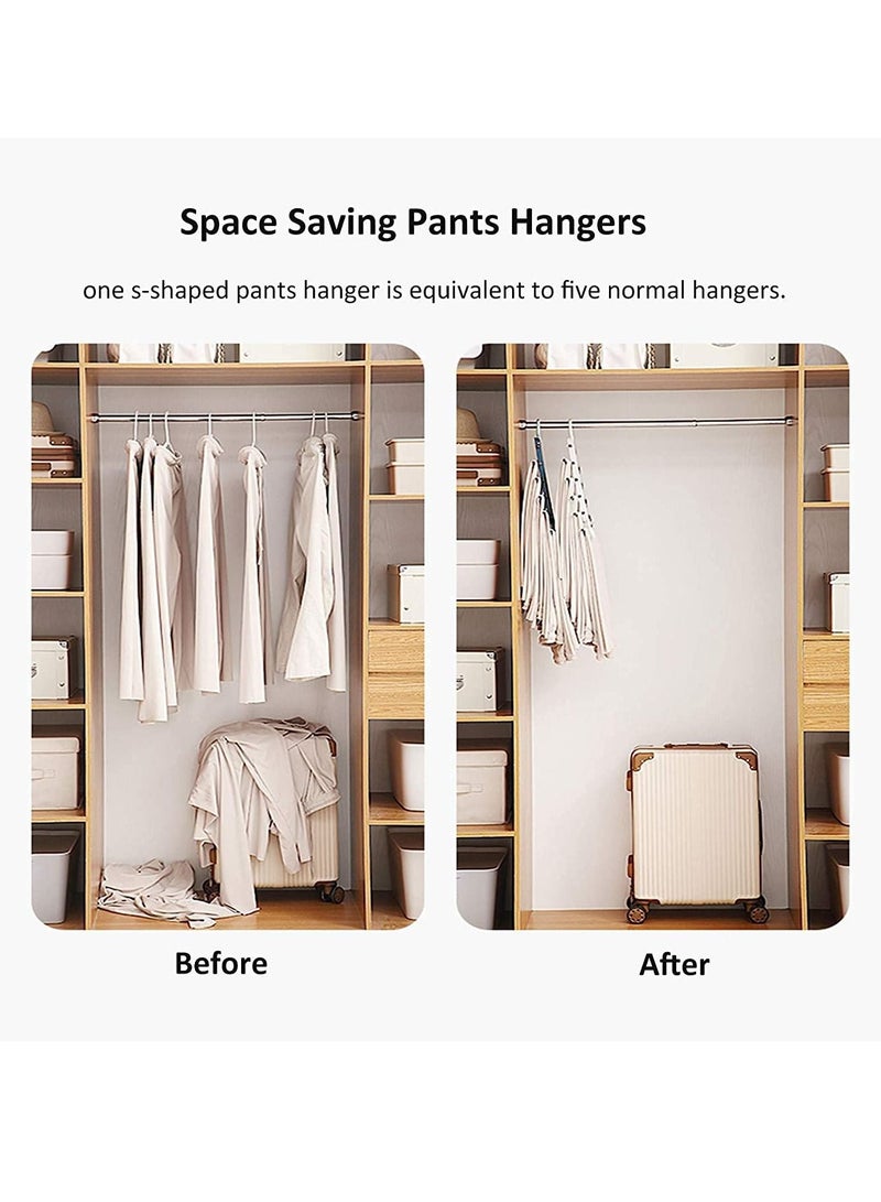 LEDIN Trouser Hangers, Hangers Space Saving, Stainless Steel S-Type Pants Hangers with Non-Slip Silicone Cover for Clothing Jeans Trousers Skirts Scarf Storage (5 PCS)  - Image 4