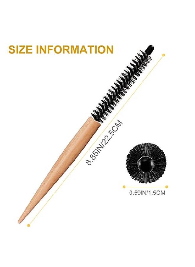 Patelai Small Round Hair Brush Mini Round Comb Quiff Roller Comb Hair Styling Brush Salon Hairdressing Brush For Thin Hair Short Hair Bangs Beard Lifting Curling (25.5 Cm)  - Image 3