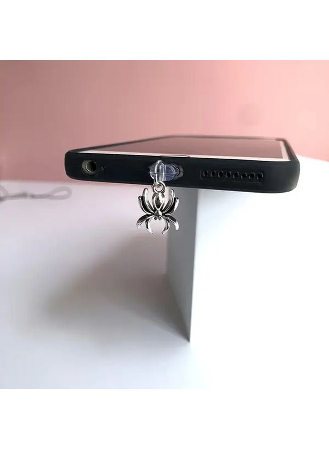 Vintage Silvery Alloy Spider Phone Dust Plug For Type C Charging Port Halloween Gift - Image 5