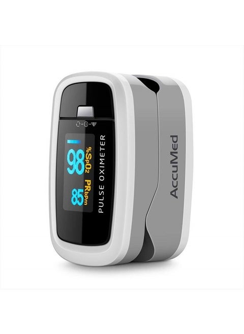 CMS-50D1 Fingertip Pulse Oximeter Blood Oxygen Sensor SpO2 for Sports and Aviation. Portable and Lightweight with LED Display, 2 AAA Batteries, Lanyard and Travel Case (White)