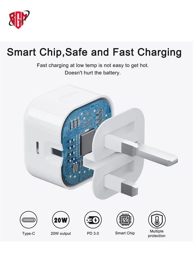 BGM - iPhone 20W USB C Fast Charger, iPhone Fast Charger Plug fast Charger Power and 1M iPhone USB C Charger Cable Compatible with i-Phone 13 12 11 Pro Max Mini X XR Xs/i-Pad, iPhone USB C Fast Charger - Image 1