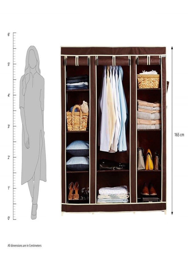GRAZIA Portable and Collapsible Wardrobe Metal Frame 6 Racks Closet Foldable with High Capacity up to 90Kgs Grey - Image 3