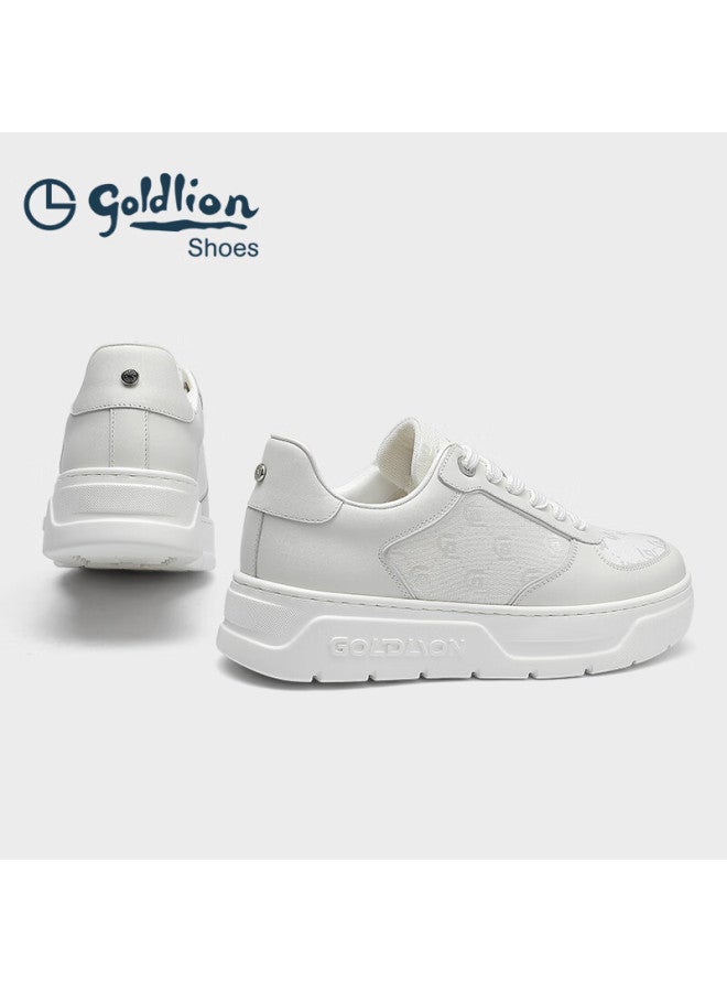 Goldlion Men's Classic Sneakers 25th Anniversary Autumn New Thick Sole Height Increasing White Shoes G500530796bbe White Size 41 - Image 5