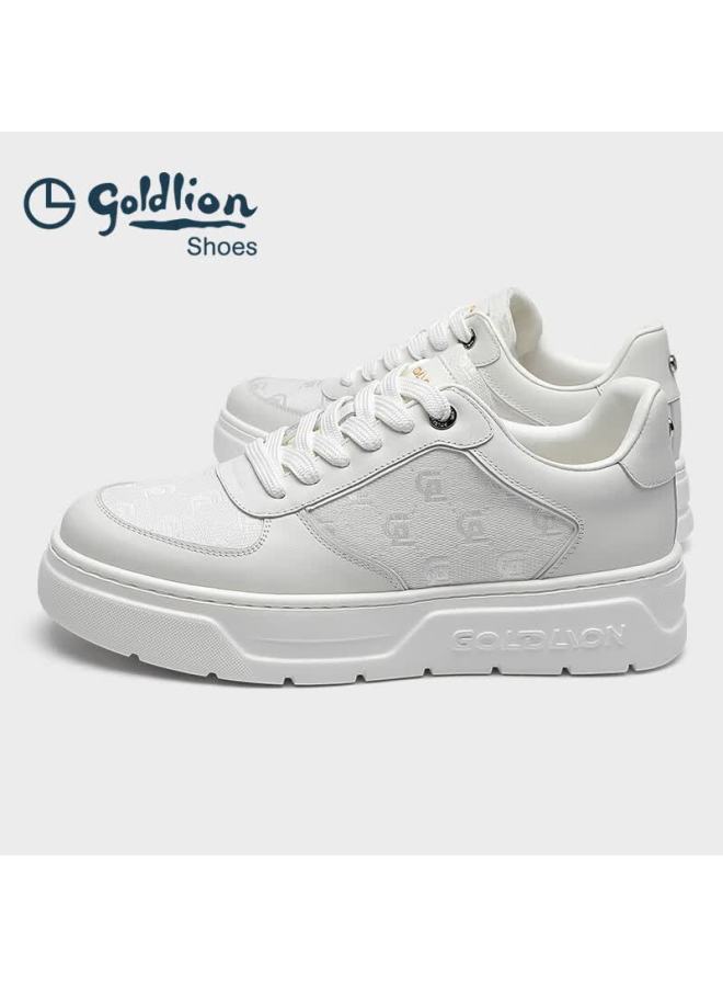 Goldlion Men's Classic Sneakers 25th Anniversary Autumn New Thick Sole Height Increasing White Shoes G500530796bbe White Size 41 - Image 4
