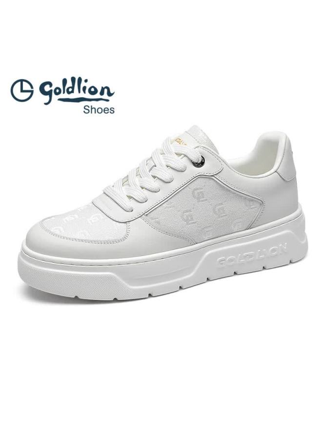 Goldlion Men's Classic Sneakers 25th Anniversary Autumn New Thick Sole Height Increasing White Shoes G500530796bbe White Size 41 - Image 1