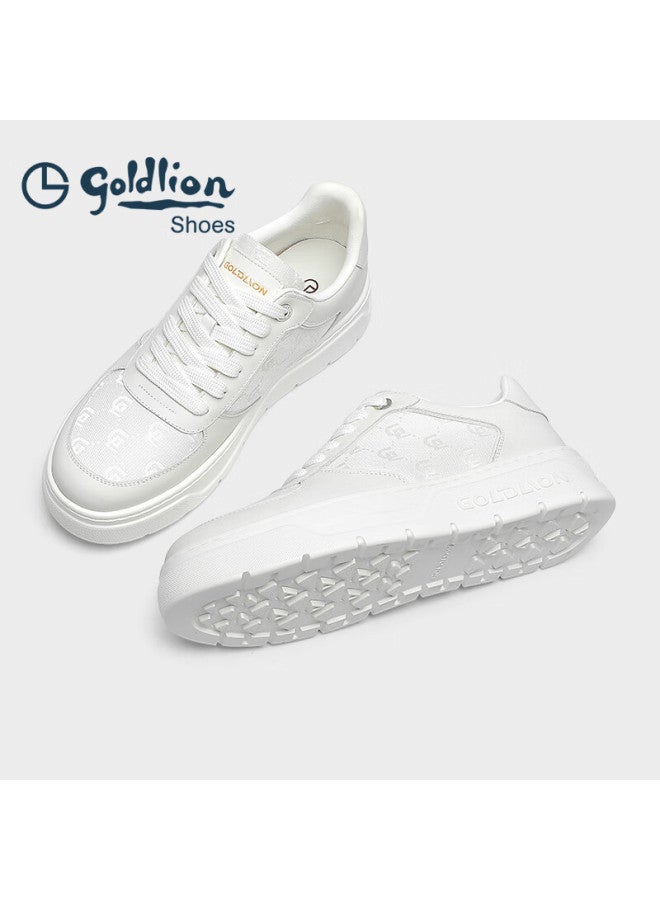 Goldlion Men's Classic Sneakers 25th Anniversary Autumn New Thick Sole Height Increasing White Shoes G500530796bbe White Size 41 - Image 2