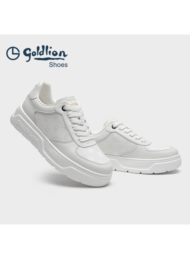 Goldlion Men's Classic Sneakers 25th Anniversary Autumn New Thick Sole Height Increasing White Shoes G500530796bbe White Size 41 - Image 3