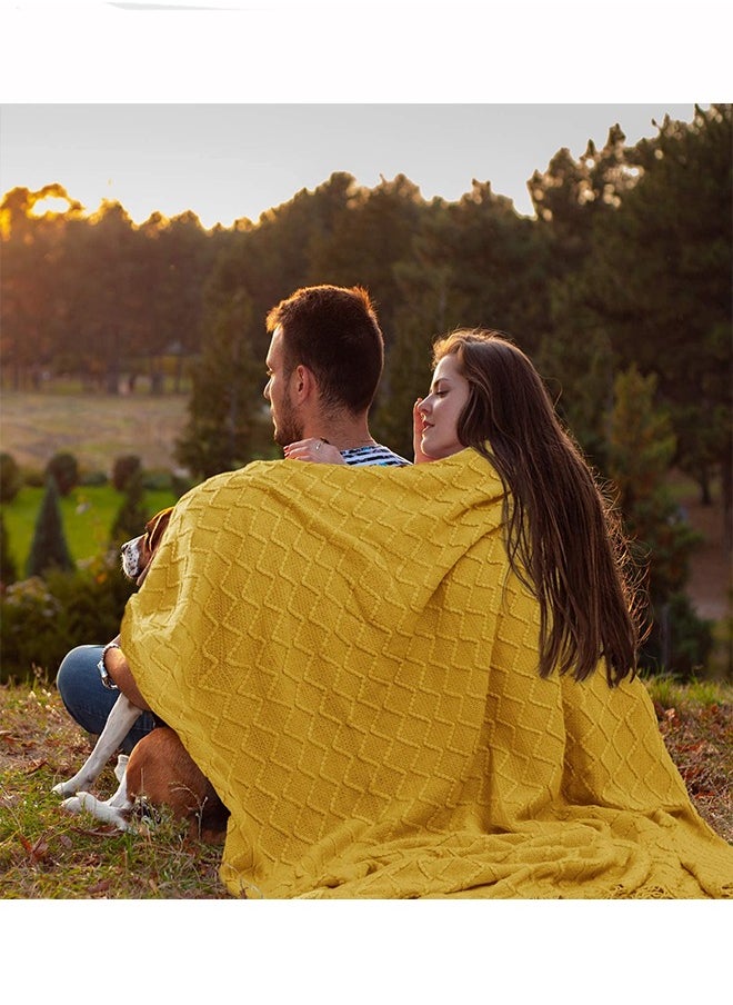 Arabest - High Quality Soft Sofa Blanket,Desert Gold ,127*172CM, Nordic Style, Soft And Wrinkle-Resistant Knitting Craftsmanship, Modern And Simple Furniture - Image 1