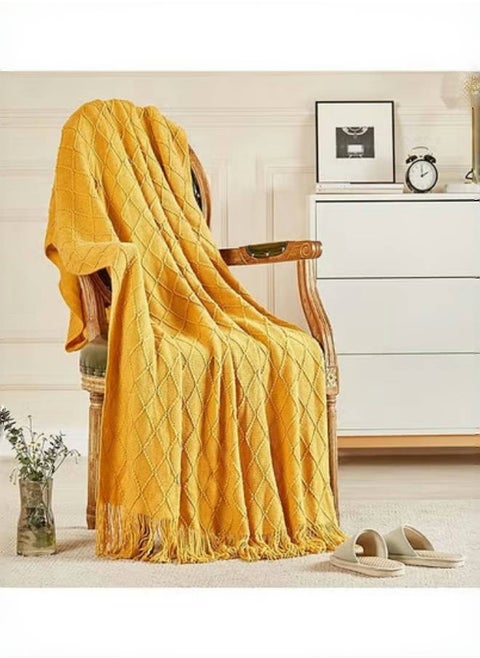 Sofa Blanket, Throws Blanket ,Soft And Comfortable, Desert Gold, 127*172CM, Nordic Style, Wrinkle-Resistant, Knitting Technology, Modern And Simple Furniture