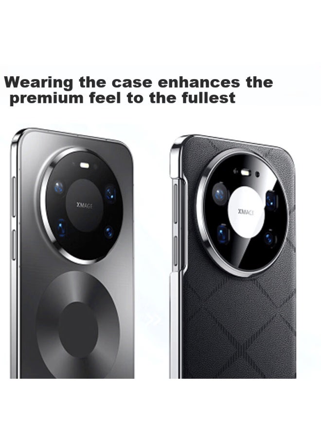 Maikuqi Huawei Mate80/pro Quilted Faux Leather Full-coverage Slim Luxury Shockproof Business Phone Case - Black - Image 3