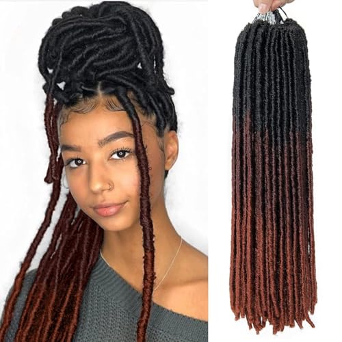 general brand 18 Inch Goddess Faux Locs Straight Gypsy Locs Crochet Hair 3 Tone Ombre Crochet Braids Dreadlocks Pre-Looped Synthetic Hair Extensions 18 Strands/Pack(Pack of 6, T1B/530/350) - Image 1