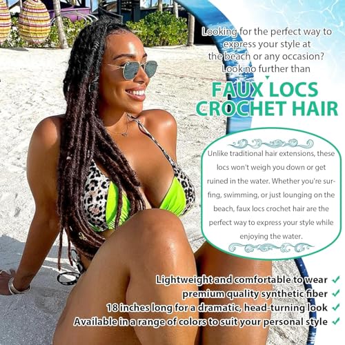 general brand 18 Inch Goddess Faux Locs Straight Gypsy Locs Crochet Hair 3 Tone Ombre Crochet Braids Dreadlocks Pre-Looped Synthetic Hair Extensions 18 Strands/Pack(Pack of 6, T1B/530/350) - Image 3