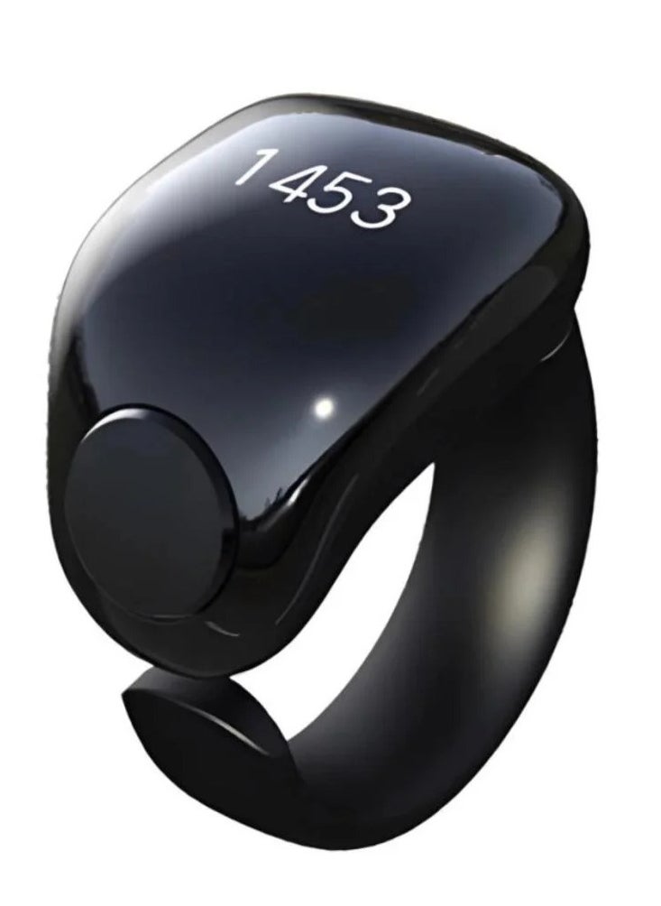 iTasbih Smart Tasbih Ring for Tasbeeh with Dhikr - Prayer Time Reminder - Vibration Reminder, Tasbeeh Counter, Bluetooth Connection, OLED Screen, IPX67 Waterproof, Adjustable Ring 18mm + 20mm - Black  - Image 1
