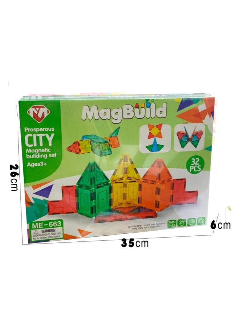Magnetic Building Blocks for Kids Educational and Creative Toy 32 Pieces - Image 3