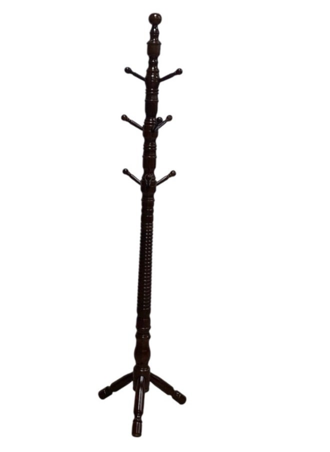SMART HOME - Luxury Wooden Clothes Hanger with Hooks, Clothes Hanger 190cm Height (Dark Brown) - Image 1