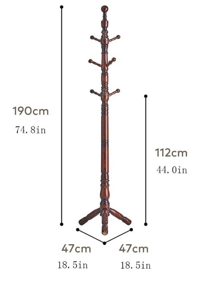 SMART HOME - Luxury Wooden Clothes Hanger with Hooks, Clothes Hanger 190cm Height (Dark Brown) - Image 1