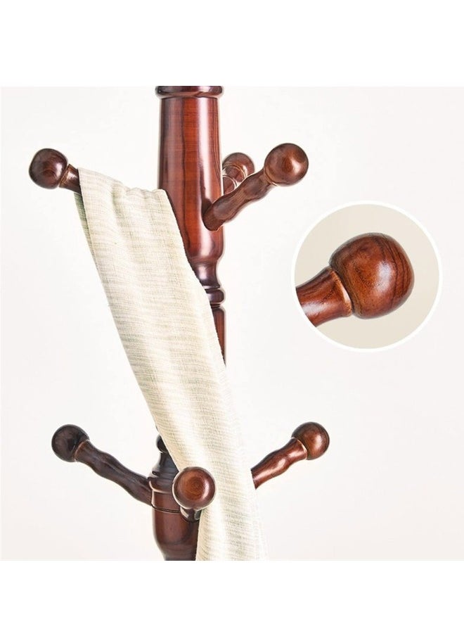 SMART HOME - Luxury Wooden Clothes Hanger with Hooks, Clothes Hanger 190cm Height (Dark Brown) - Image 1
